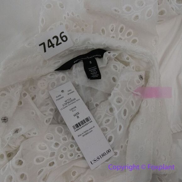 New! White House Black Market Long Sleeve Eyelet Shirt Dress mini, size 8 - Picture 15 of 16